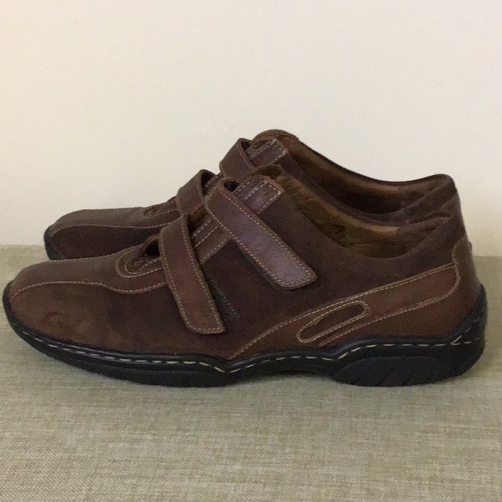Josef Seibel suede and leather shoes, double Velcro straps size 38 / 7.5